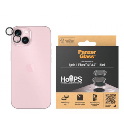 PANZERGLASS Δακτυλίδια προστασίας CAMERA protection Hoop Optic Rings για Apple IPHONE 15  6.1 / 15 PLUS 6.7 - ΜΑΥΡΟ - PG-1138 